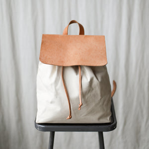 Canvas & Leather Cinch Backpack - Sample