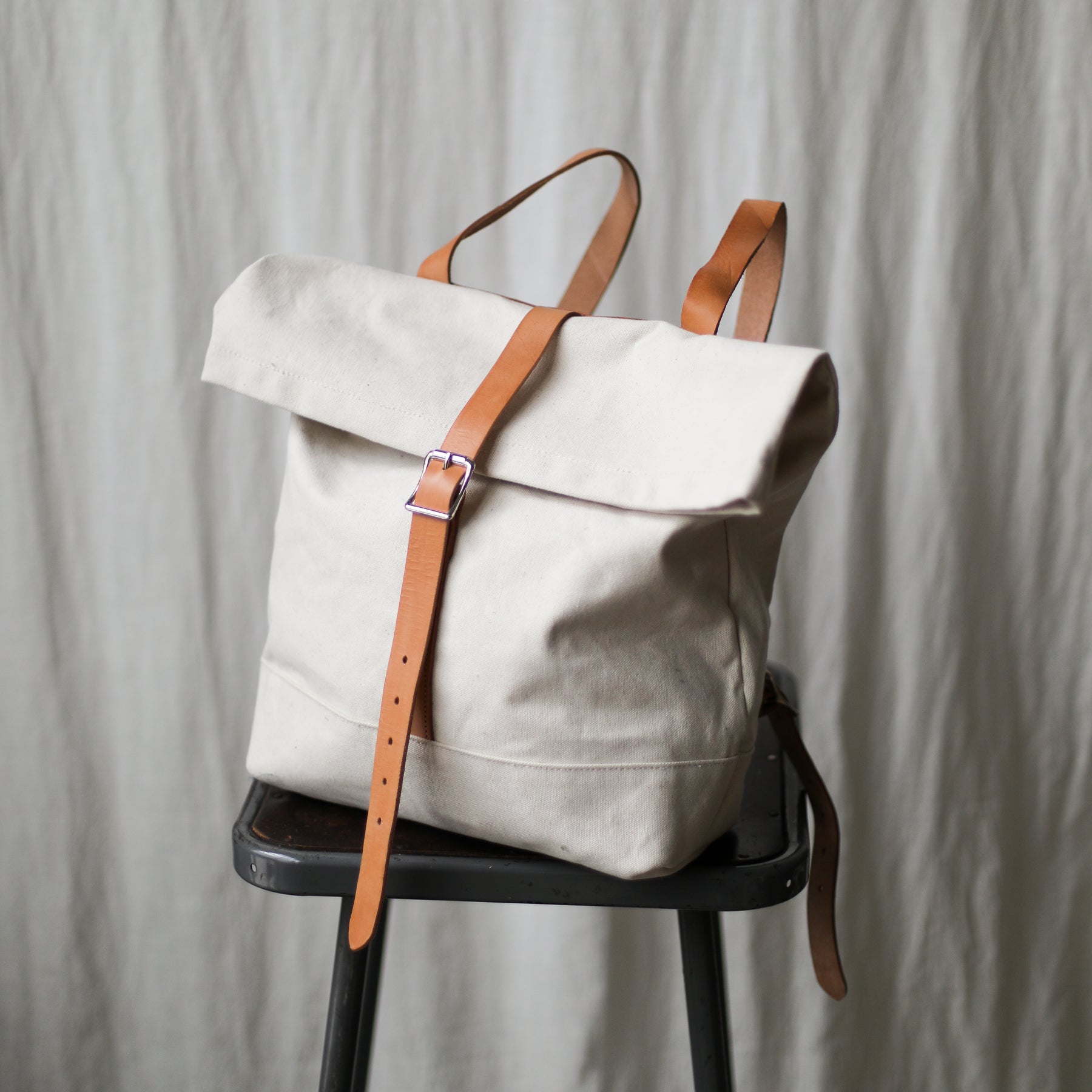 Roll Top Canvas Backpack - Sample