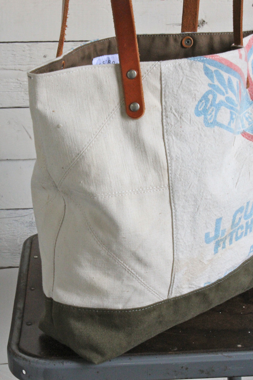 1940's era Quilted Canvas Tote Bag