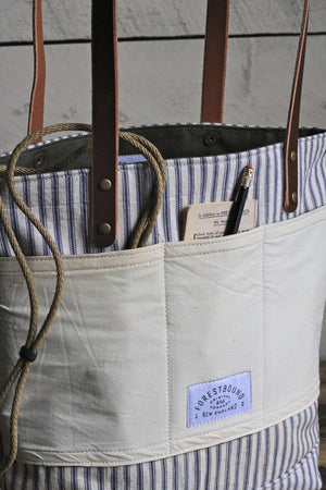 1950's era Ticking Fabric and Work Apron Tote Bag
