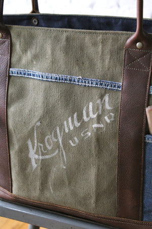 WWII era US Navy Canvas and Denim Carryall