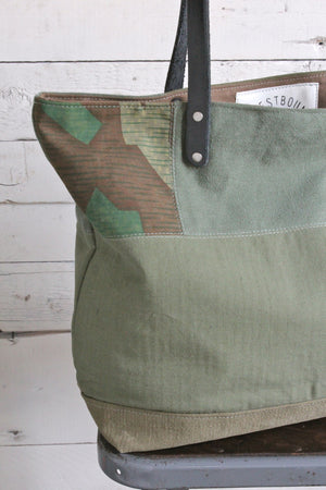 WWII era Pieced Military Canvas Tote Bag