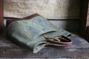 WWII era Canvas and Leather Carryall - SOLD