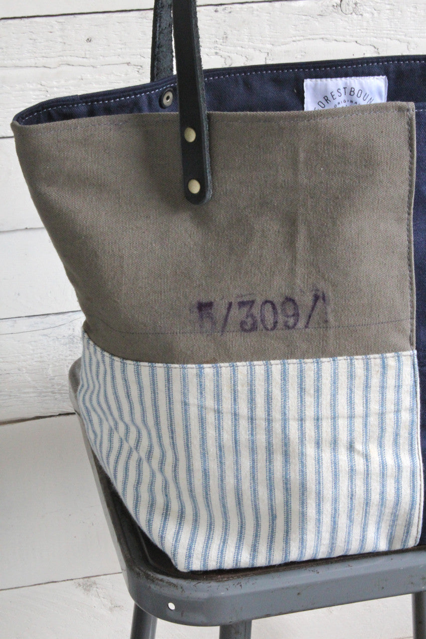 WWII era Pieced Canvas Tote bag