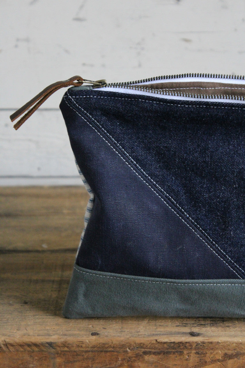 1940's era Quilted Denim and Canvas Utility Pouch