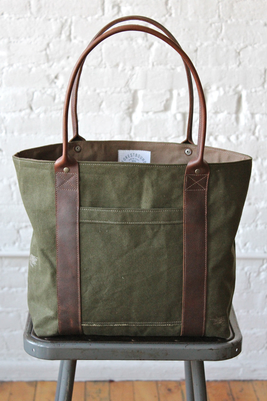 Hand Painted WWII era Canvas Carryall