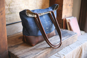 WWII era USN Denim and Leather Carryall - SOLD