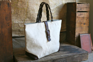 WWII era Canvas & Braided Leather Carryall - SOLD