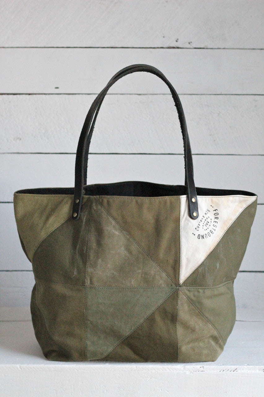 WWII era Quilted Canvas Tote Bag