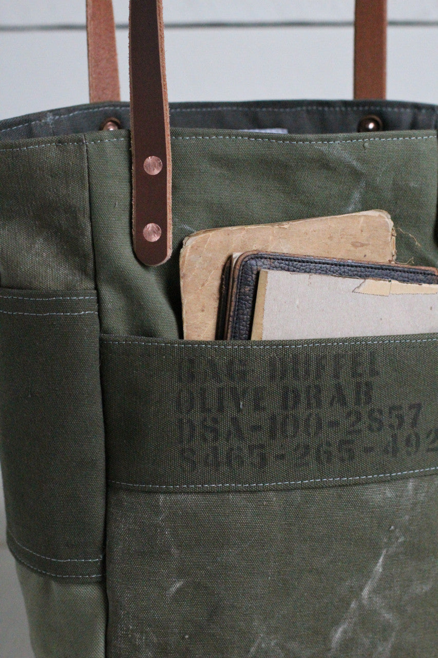 WWII era Canvas Pocket Tote Bag