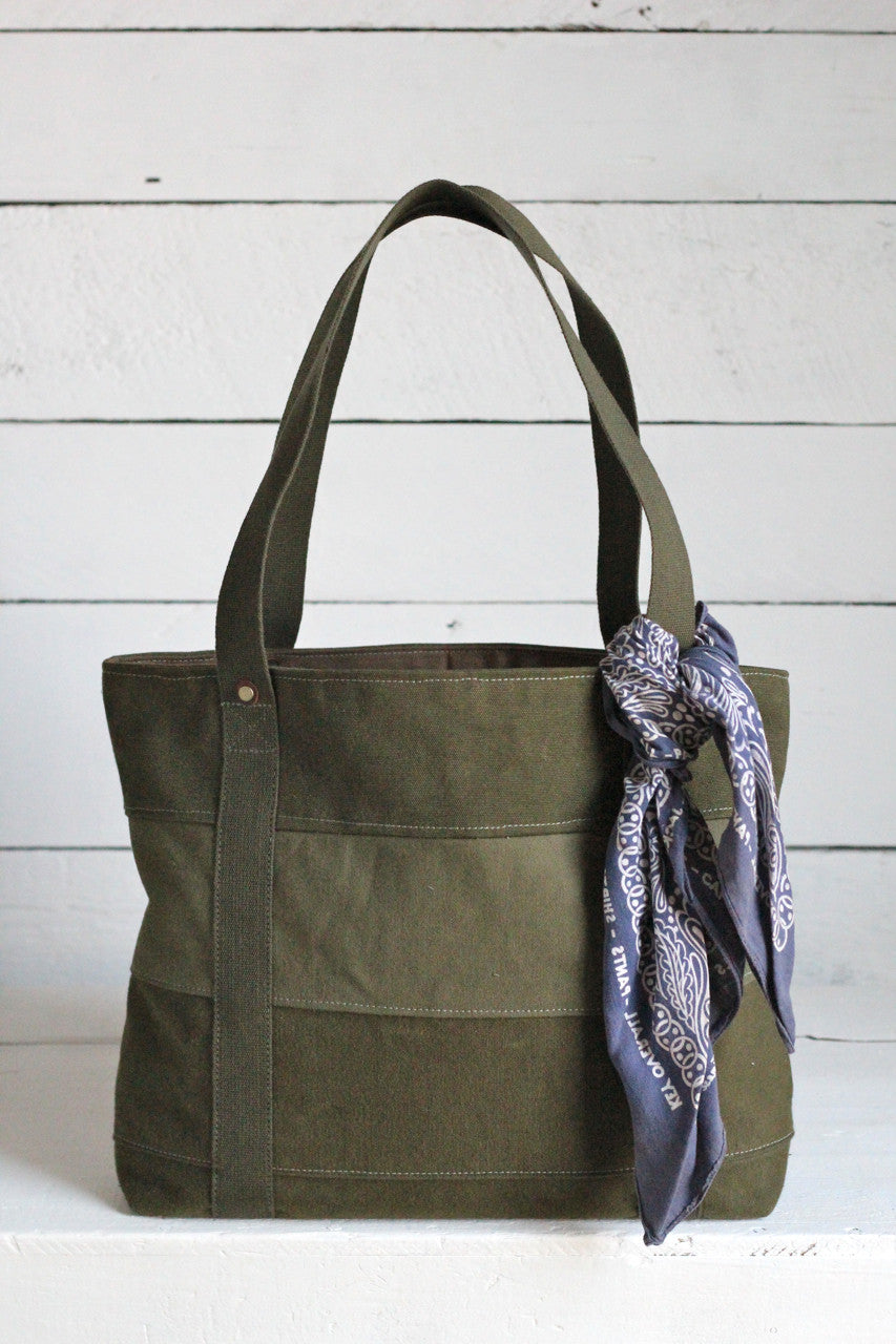 WWII era Striped Canvas Carryall