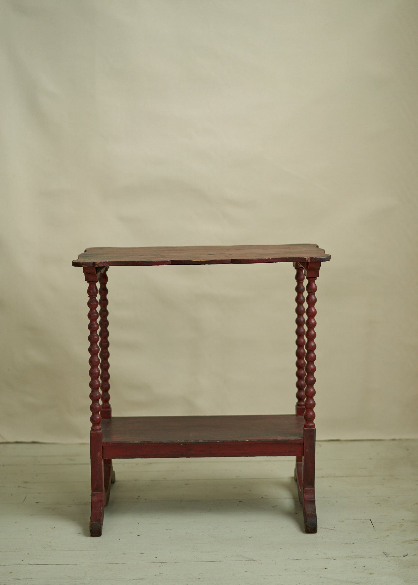 Antique Red Painted Table with Spindle Legs