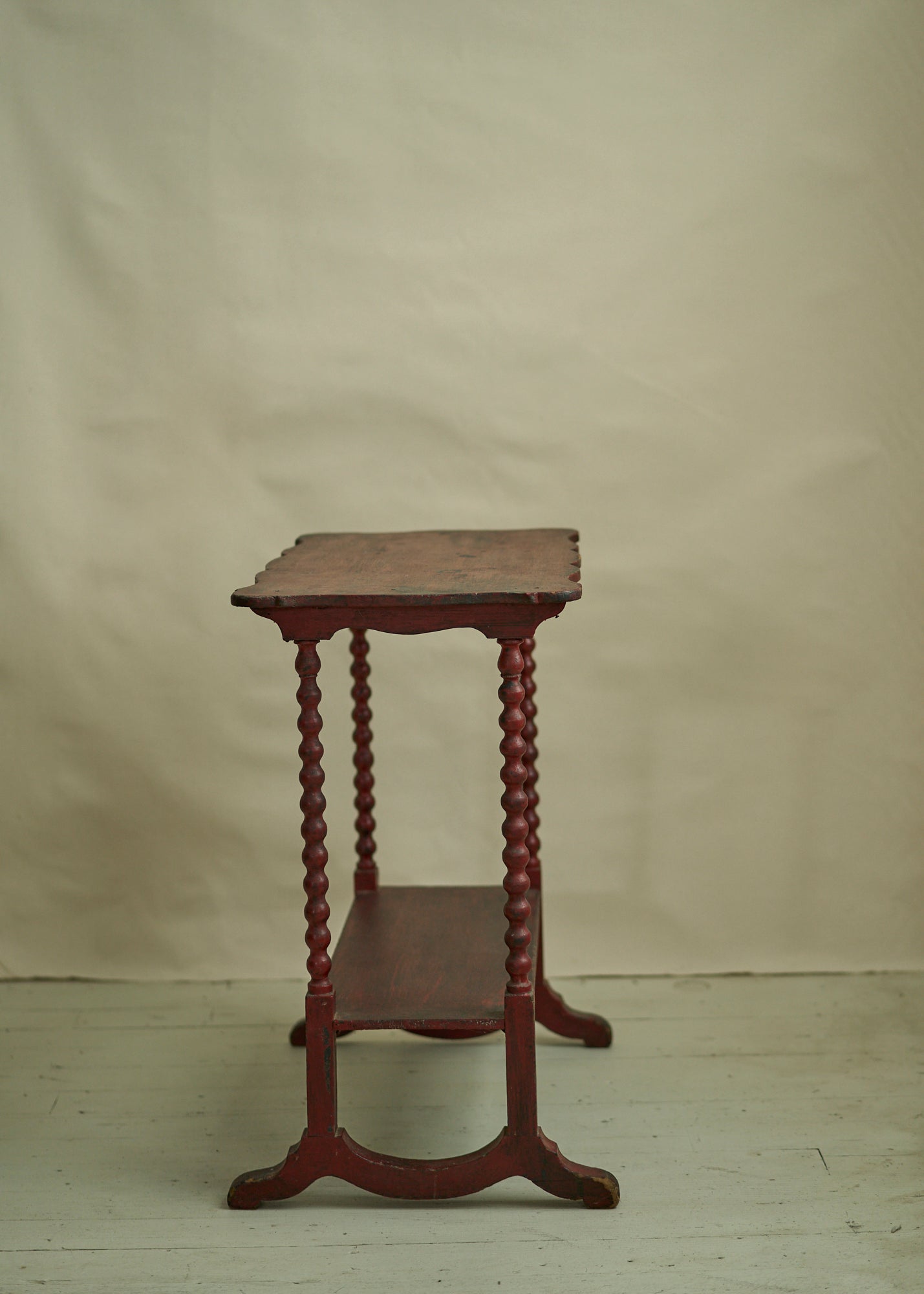 Antique Red Painted Table with Spindle Legs
