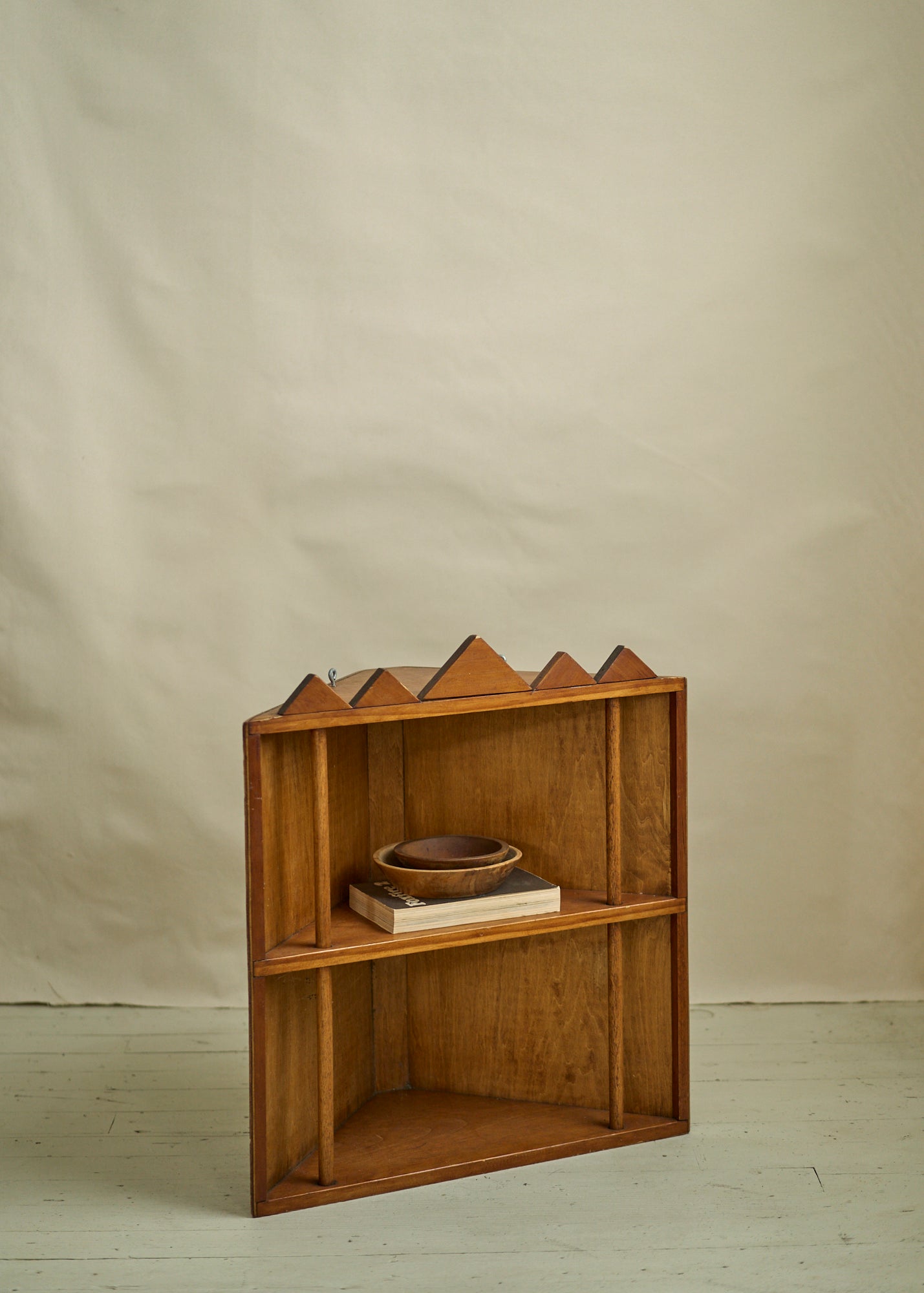 Folk Art Handmade Wood Corner Shelf