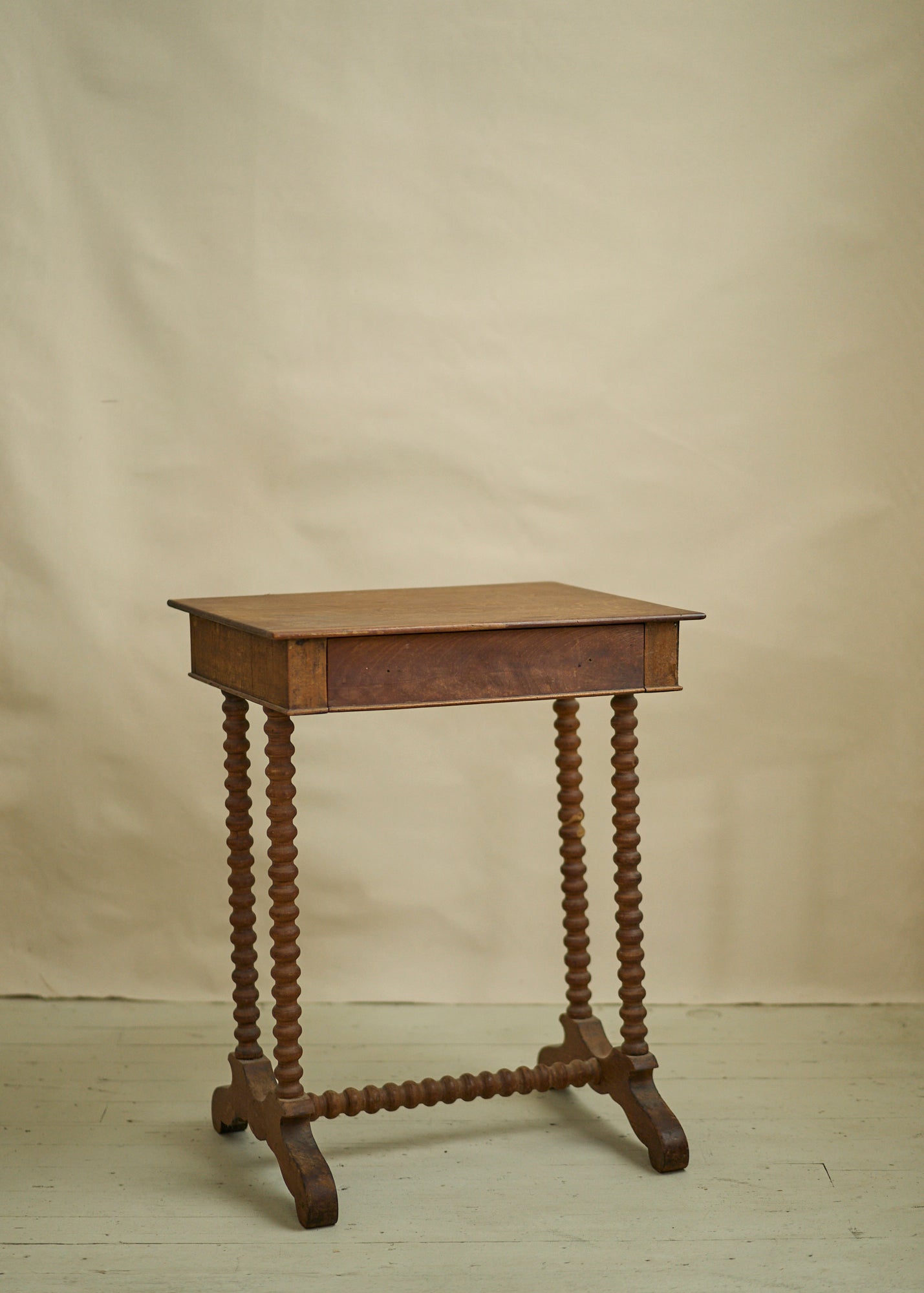 Antique Wood Accent Table with Bobbin Legs