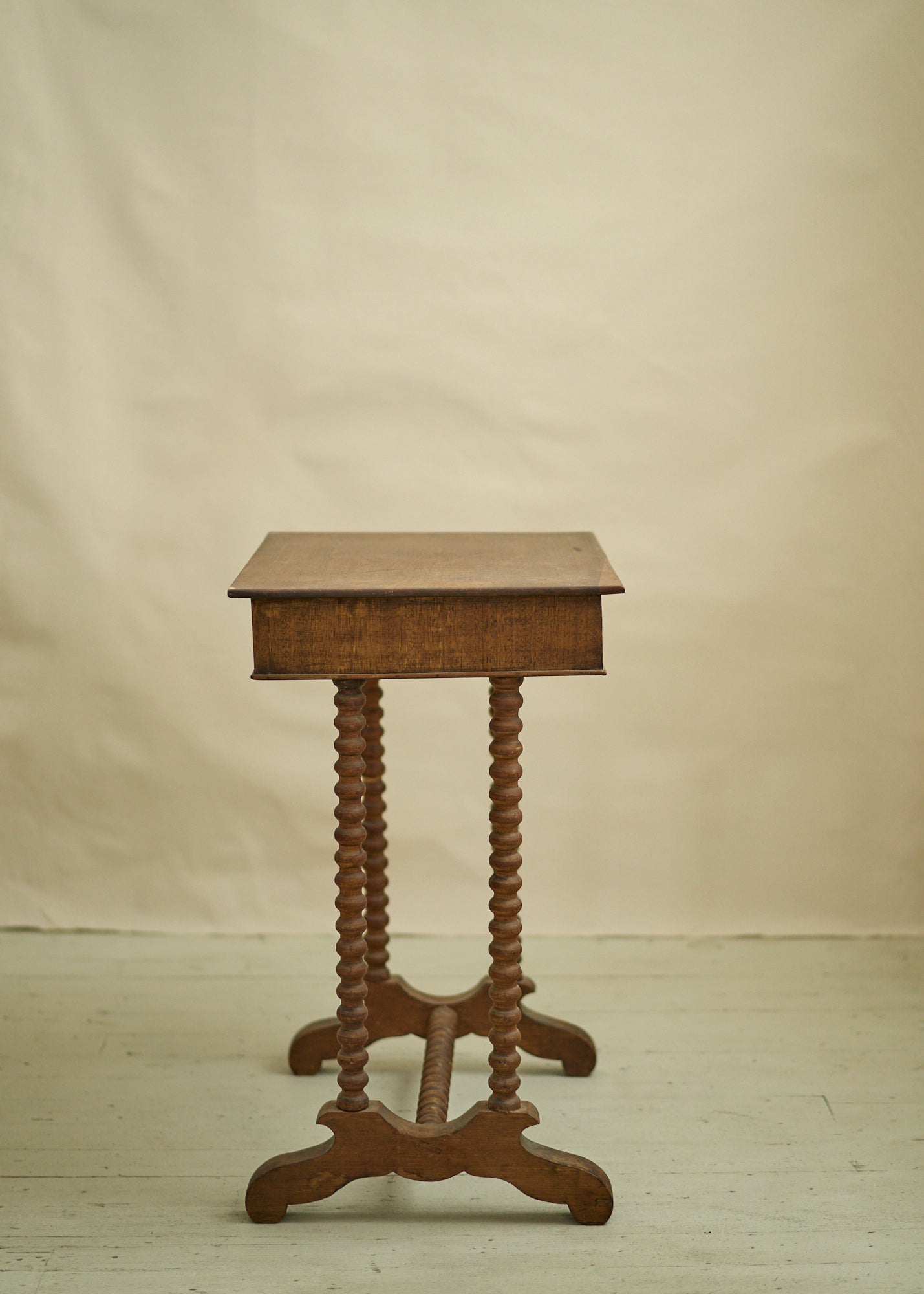 Antique Wood Accent Table with Bobbin Legs