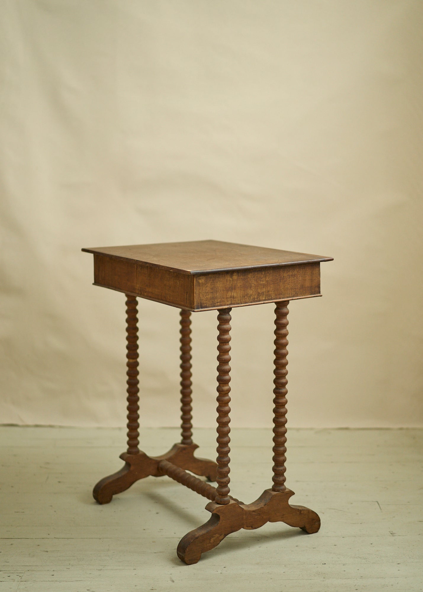 Antique Wood Accent Table with Bobbin Legs