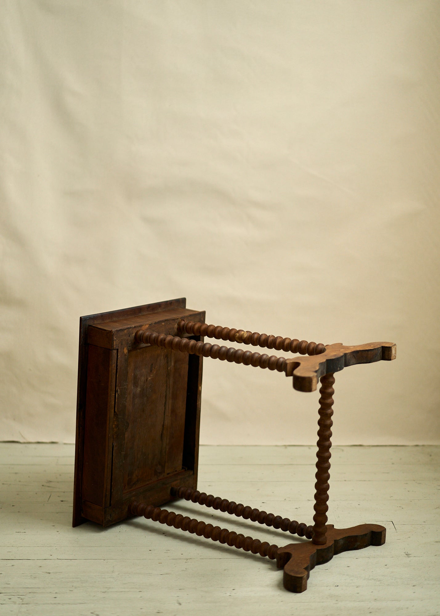 Antique Wood Accent Table with Bobbin Legs