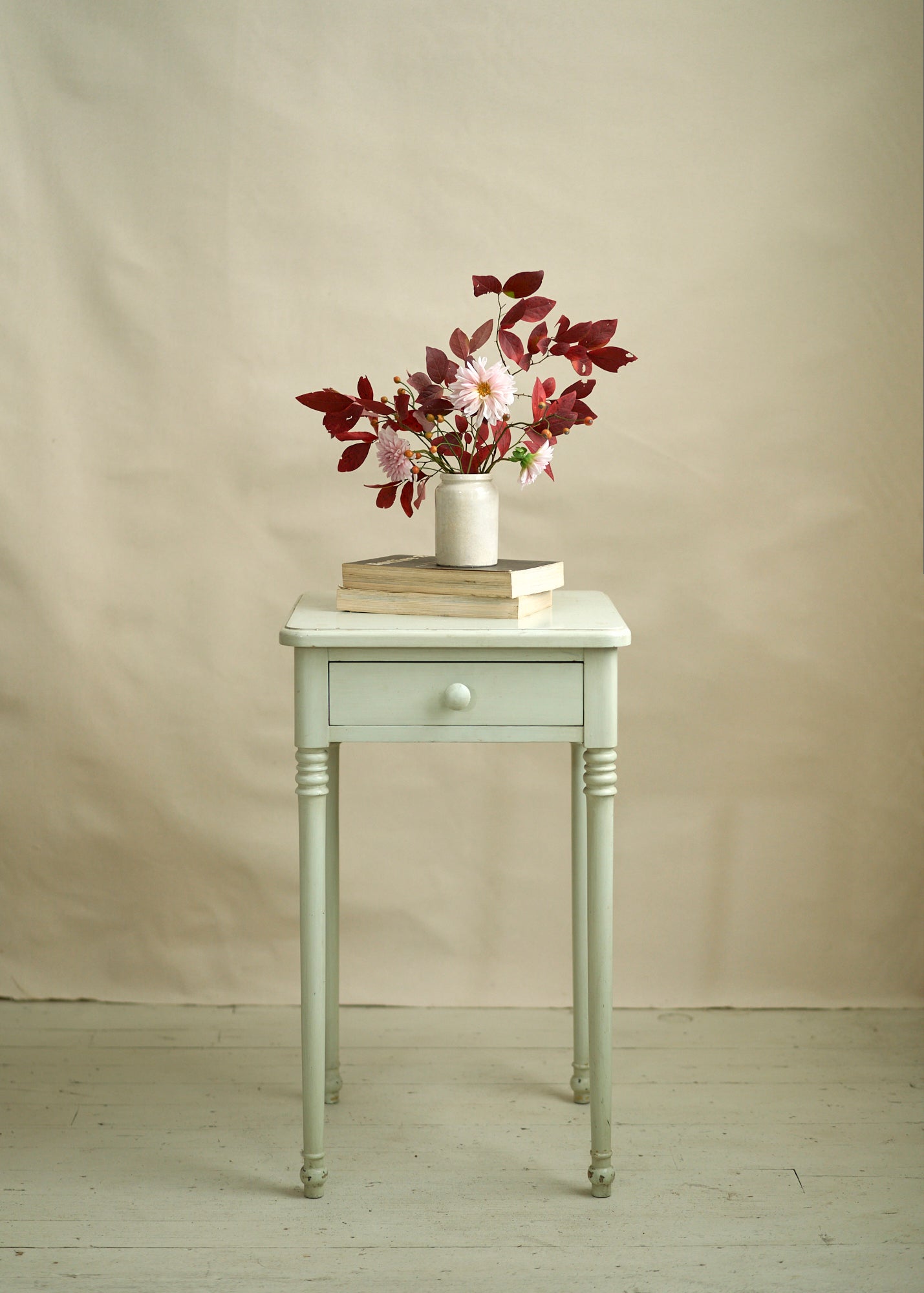 Vintage Painted Accent Table with Drawer