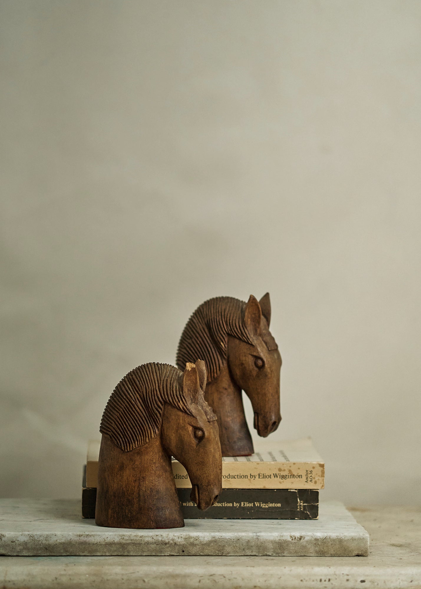 Wood Horse Bookends
