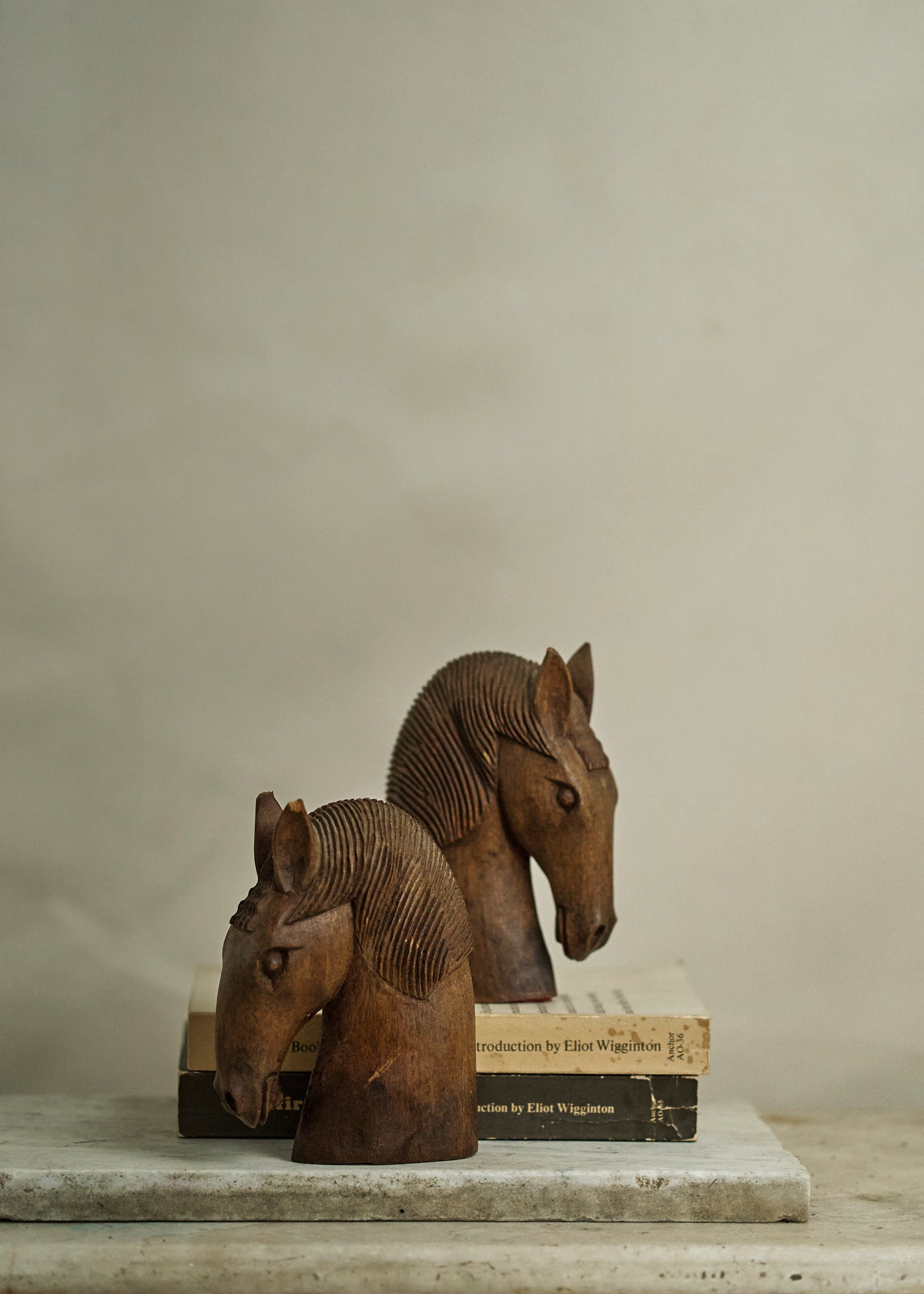 Wood Horse Bookends
