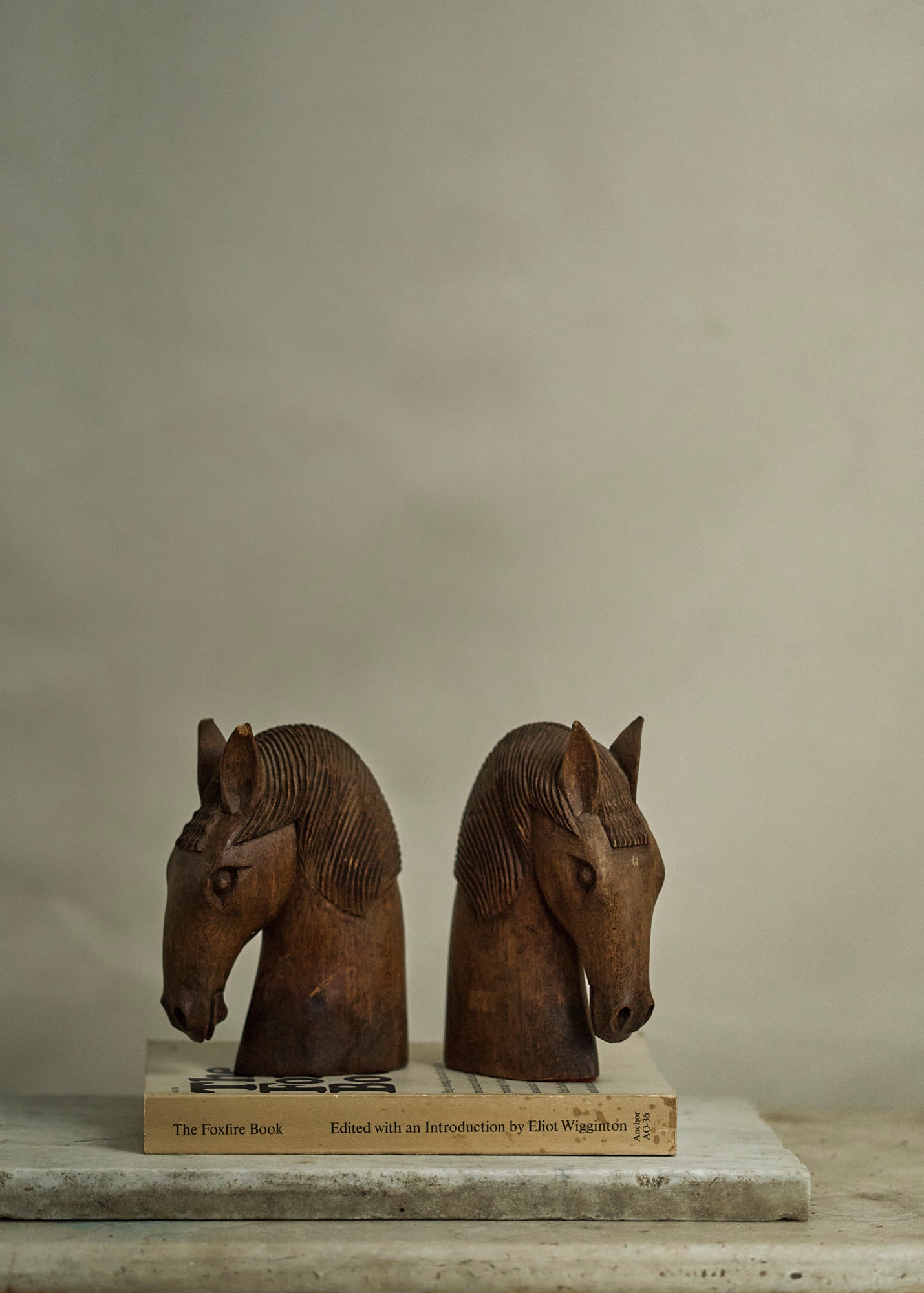 Wood Horse Bookends