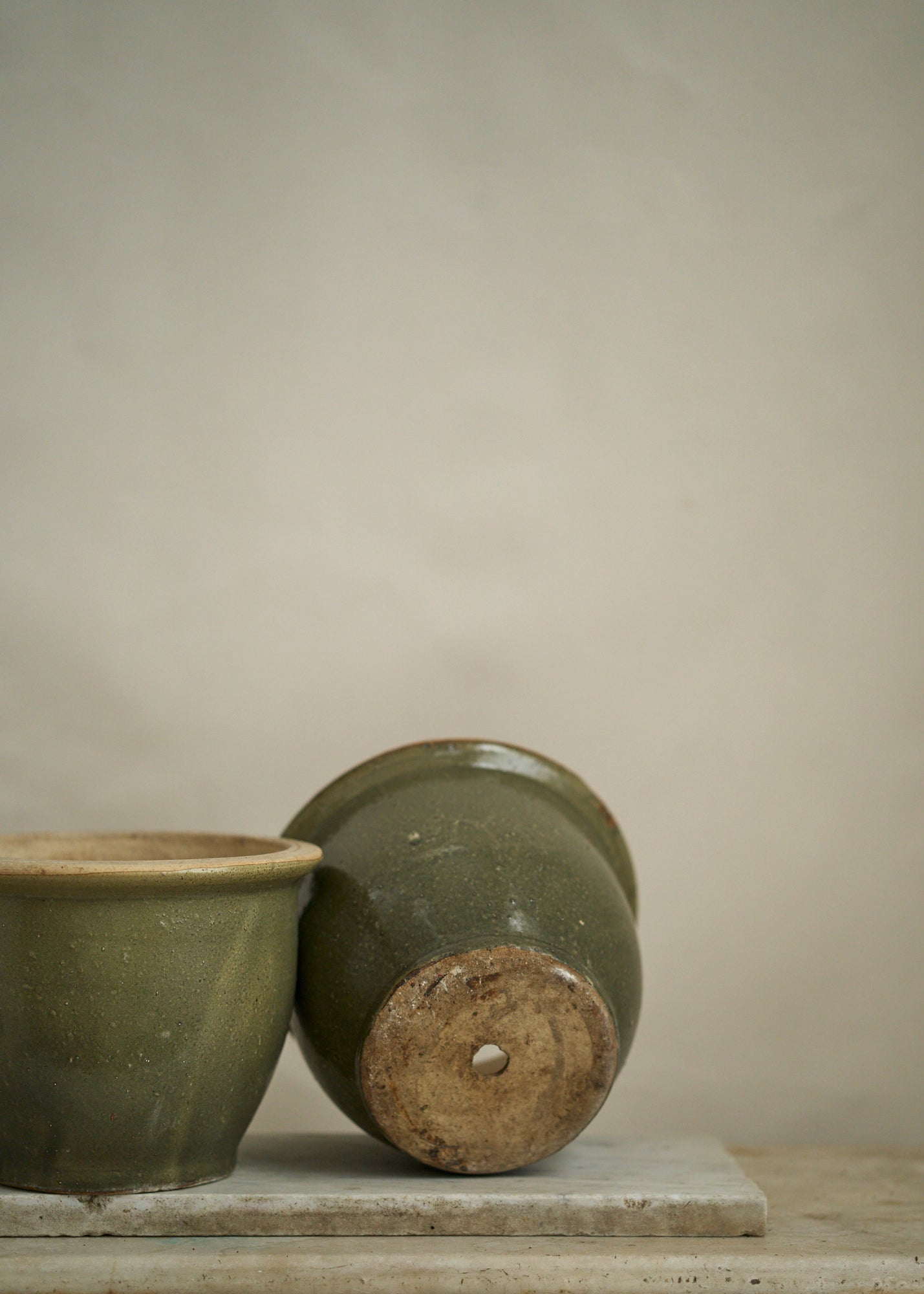 Vintage Sage Green Ceramic Planter