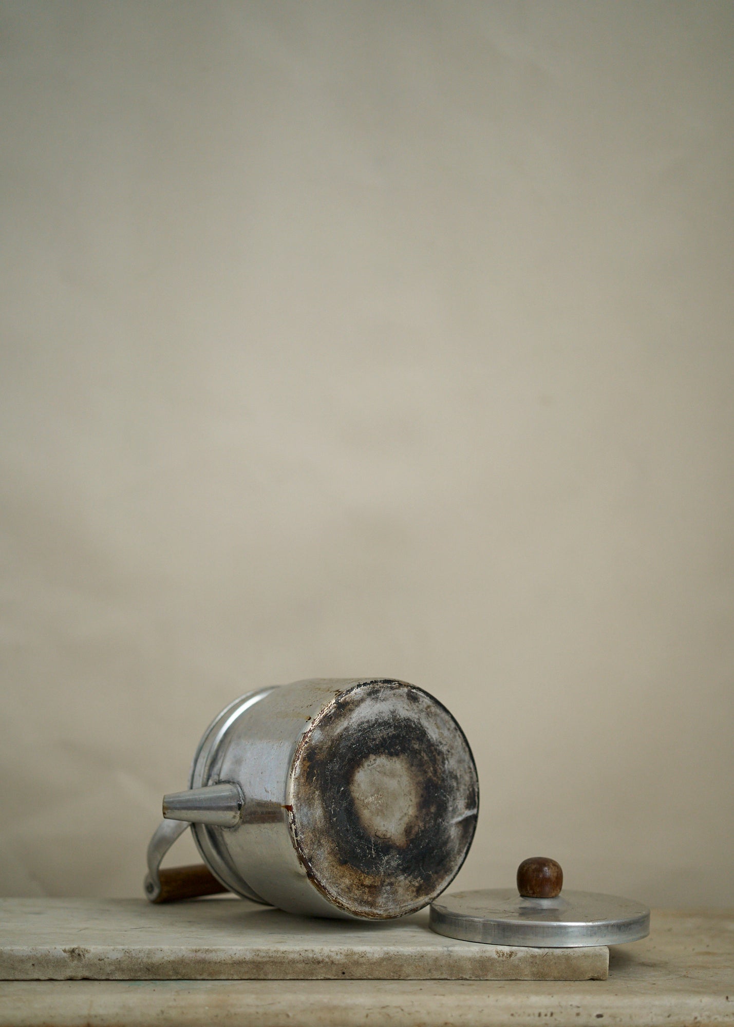 Vintage Aluminum and Wood Tea Kettle