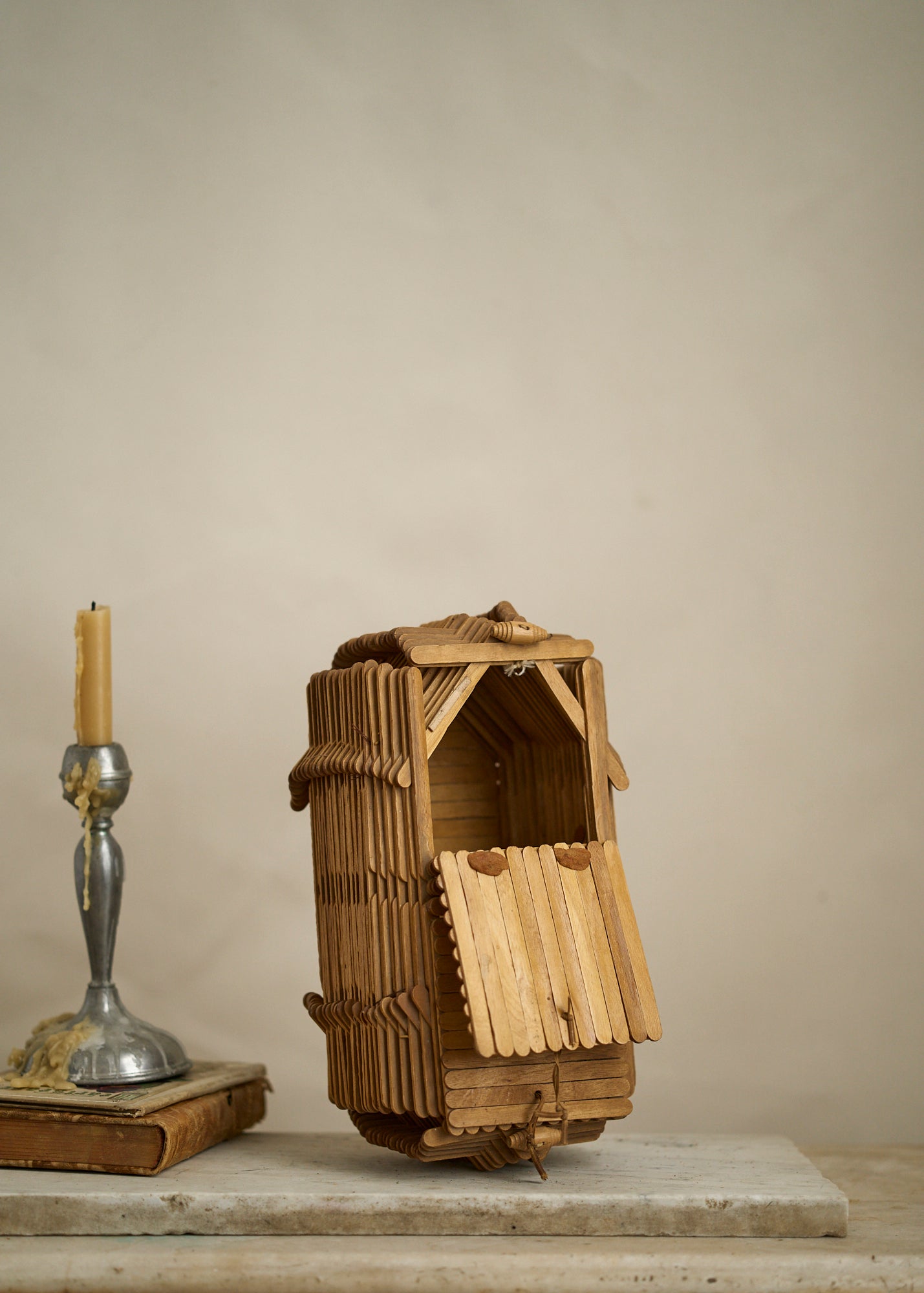 Antique Tramp Art Keepsake Basket