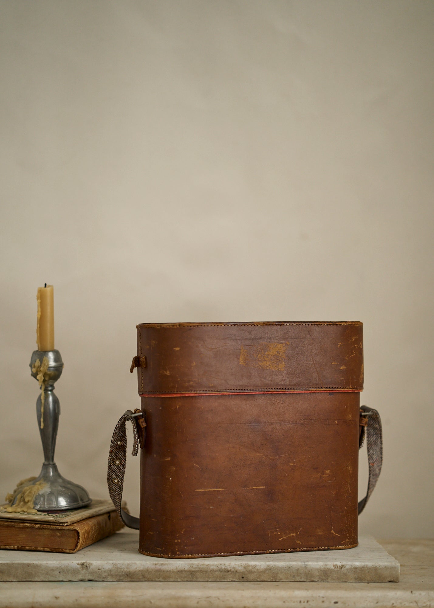 Antique Picnic Thermos Trio in Leather Case