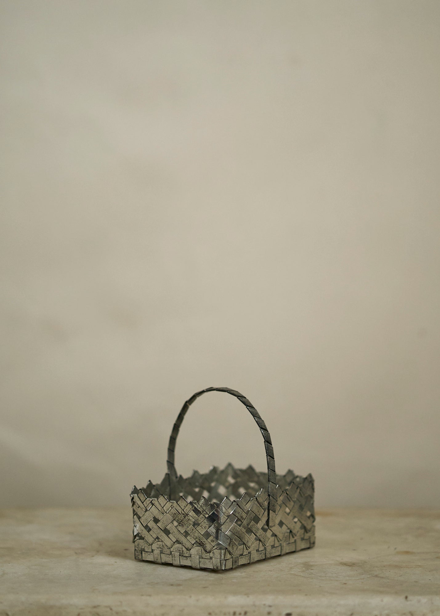 Folk Art Woven Metal Basket