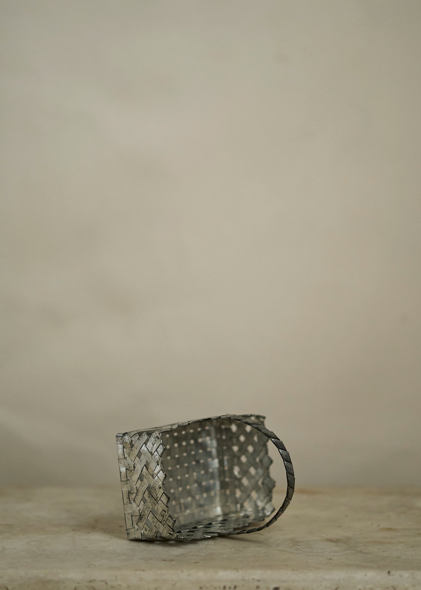 Folk Art Woven Metal Basket