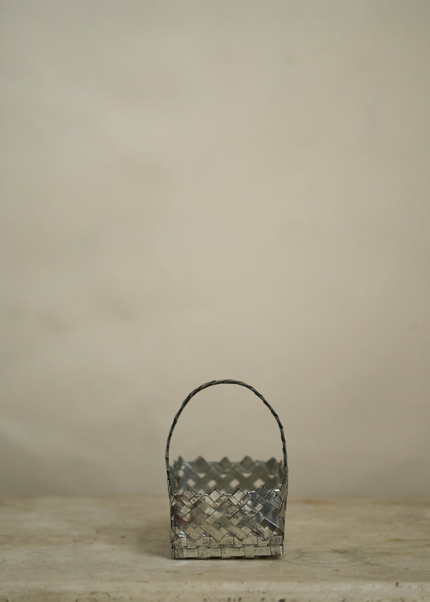 Folk Art Woven Metal Basket