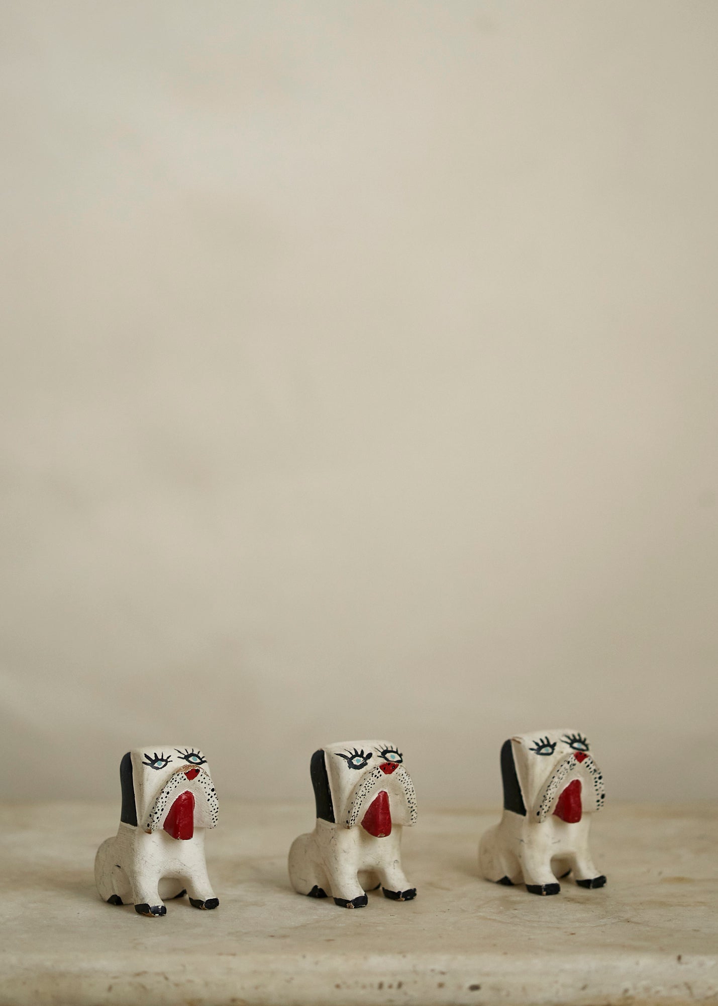 Antique Folk Art Wood Dog Family