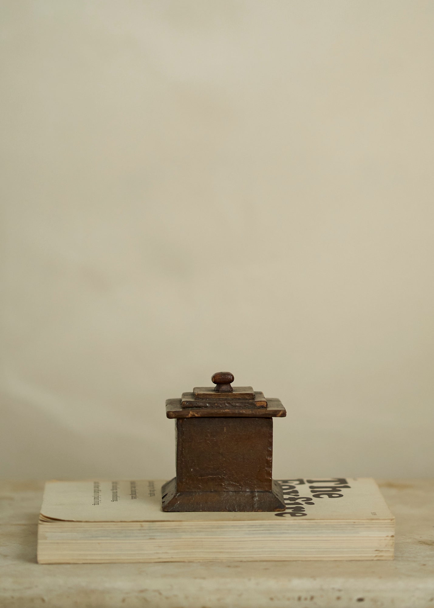 Tramp Art Wooden Trinket Box with Fabric Liner