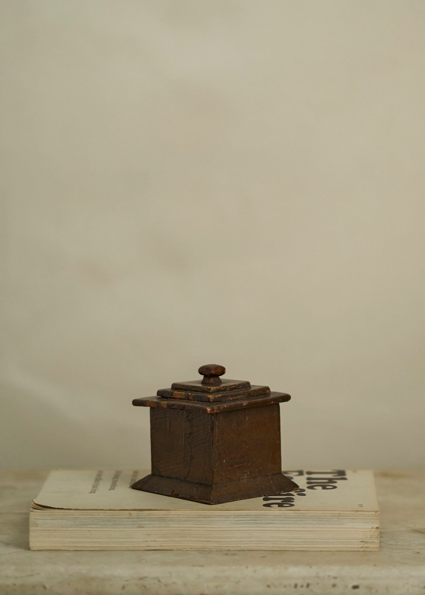 Tramp Art Wooden Trinket Box with Fabric Liner