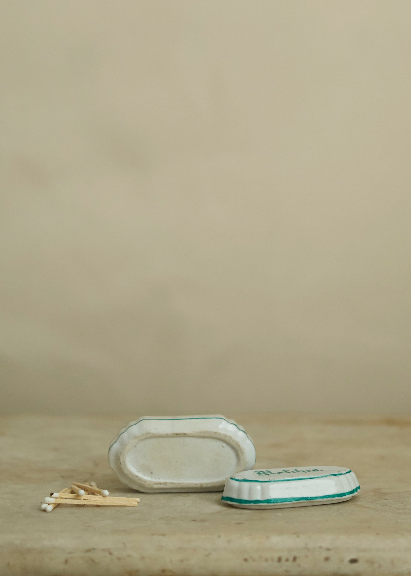 Antique Ceramic Match Safe