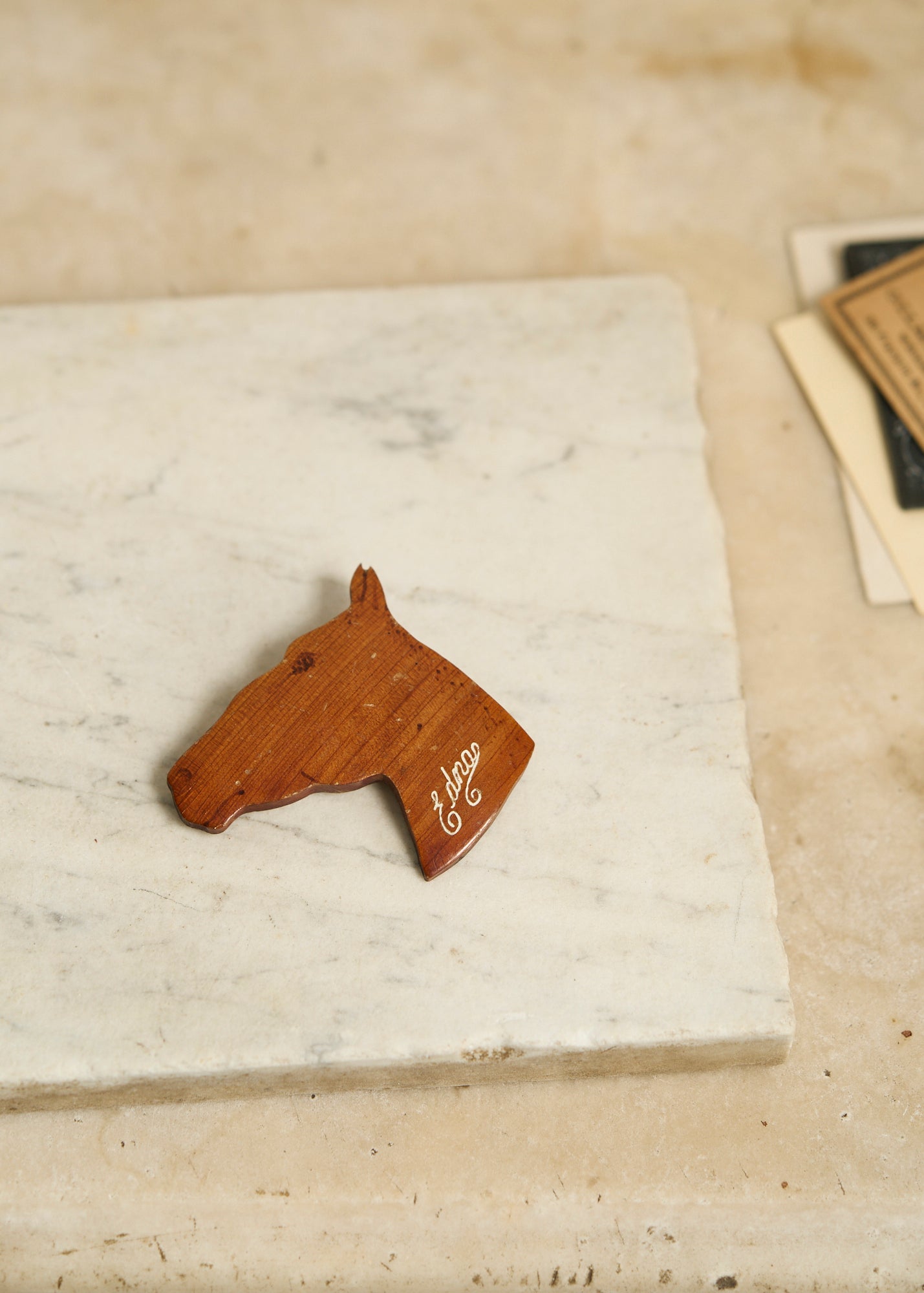 Antique Wooden Horse Pin