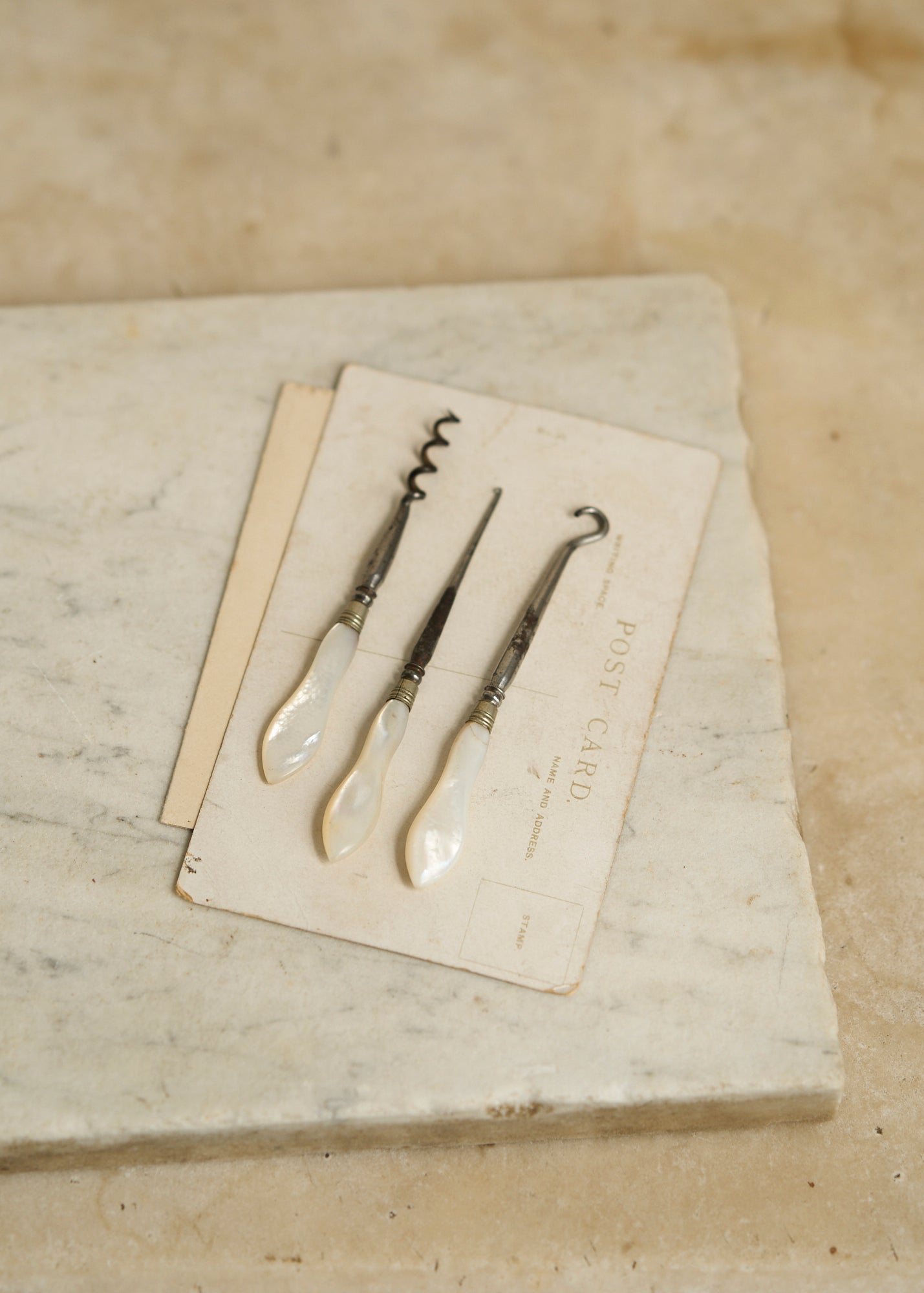 Set of Victorian Mother of Pearl Vanity Tools