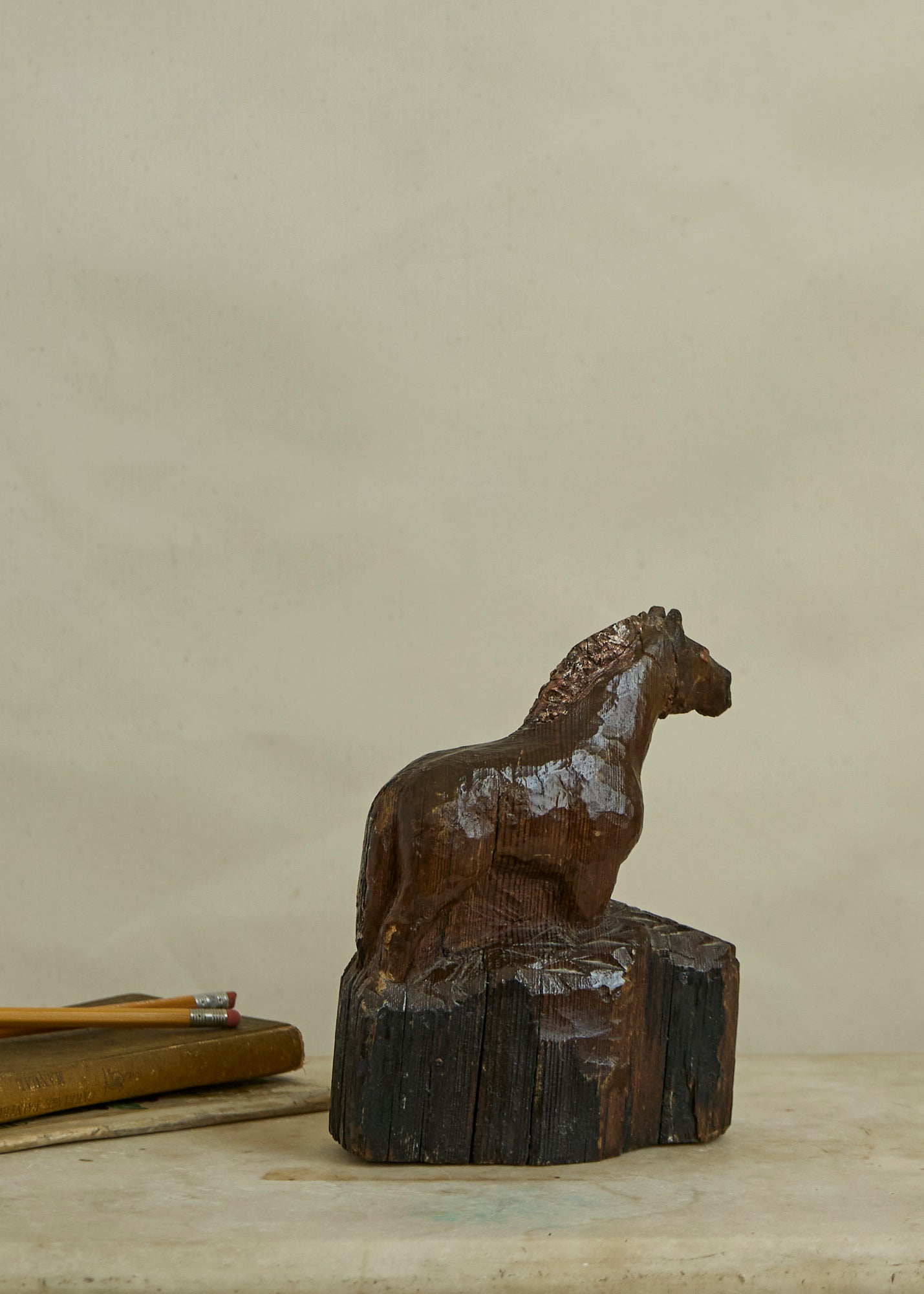 Folk Art Wooden Horse Desk Caddy