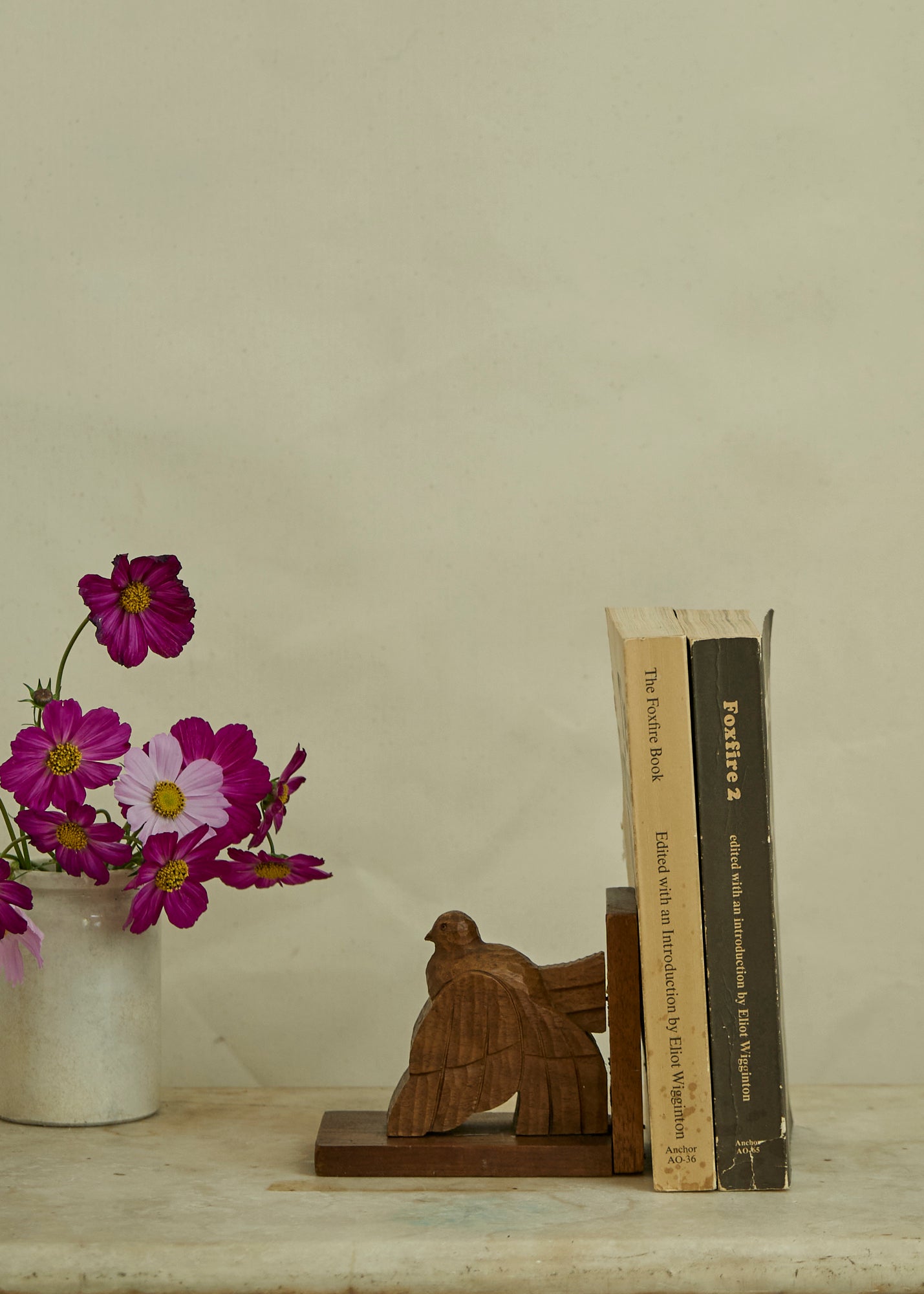 Folk Art Wooden Bird Book End