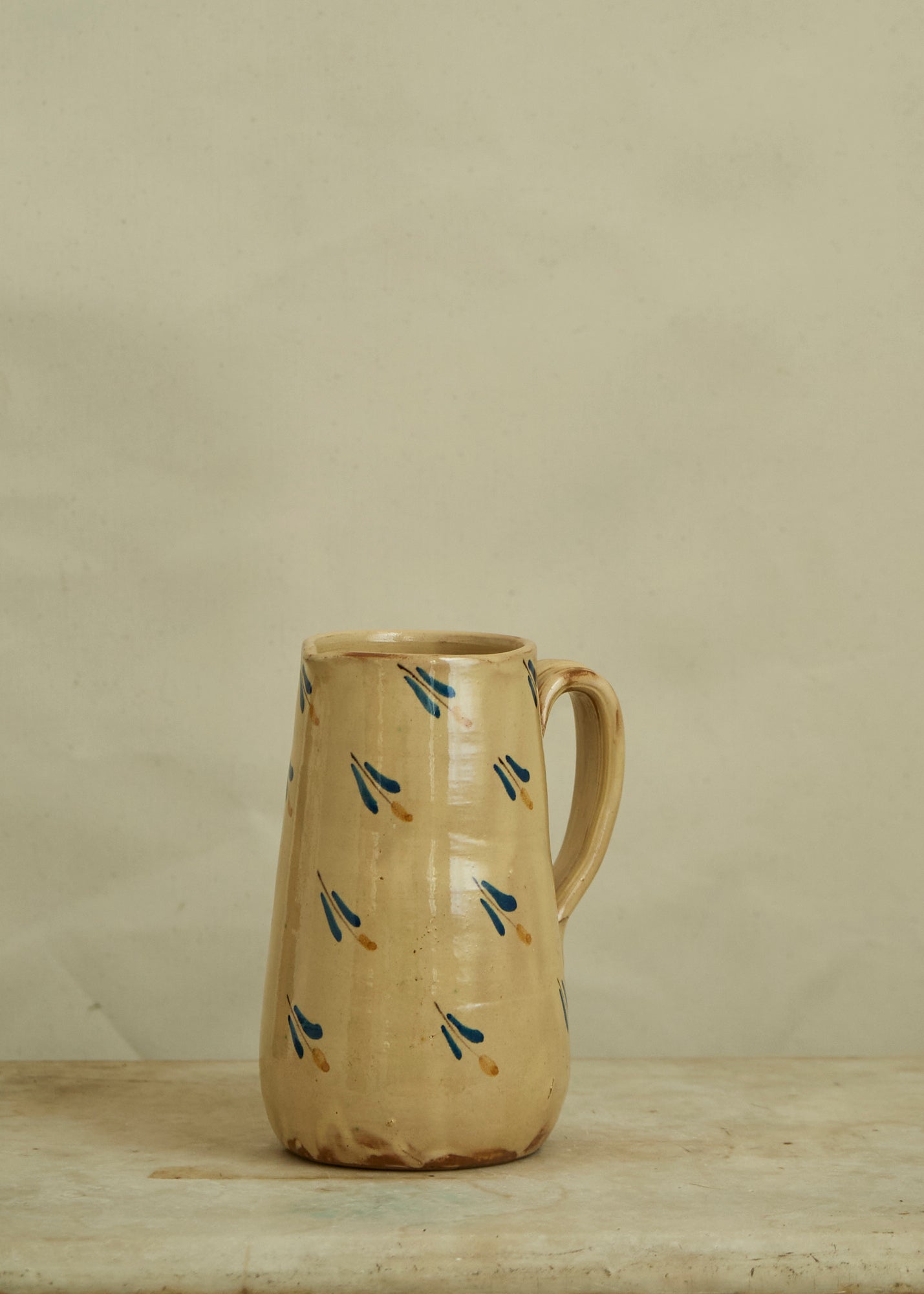 Antique Hand Painted Ceramic Pitcher