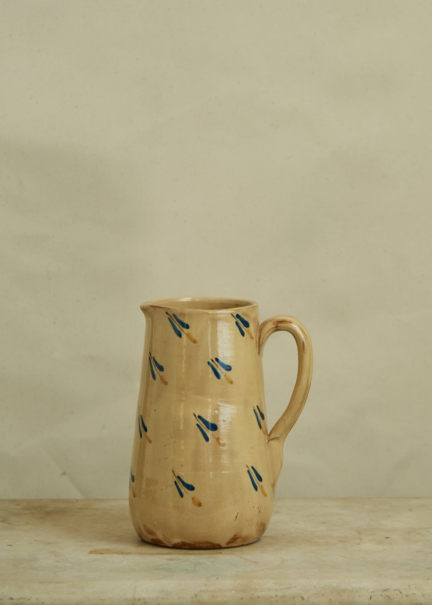 Antique Hand Painted Ceramic Pitcher
