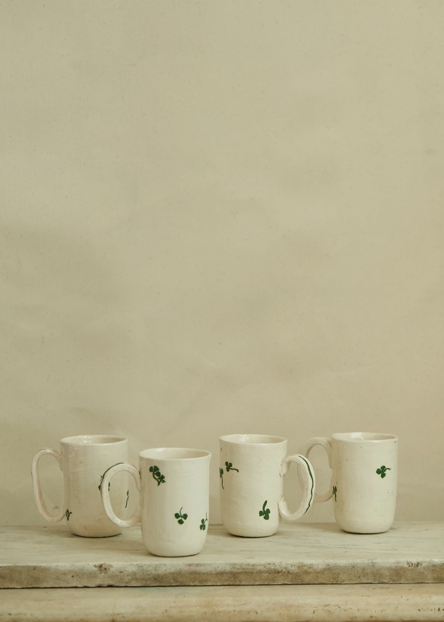 Vintage Studio Pottery Clover Mugs