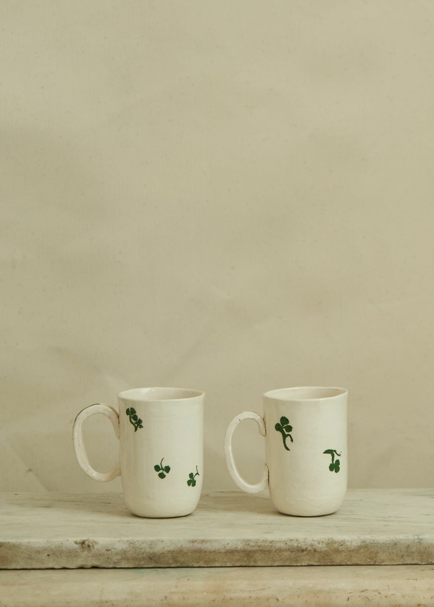 Vintage Studio Pottery Clover Mugs