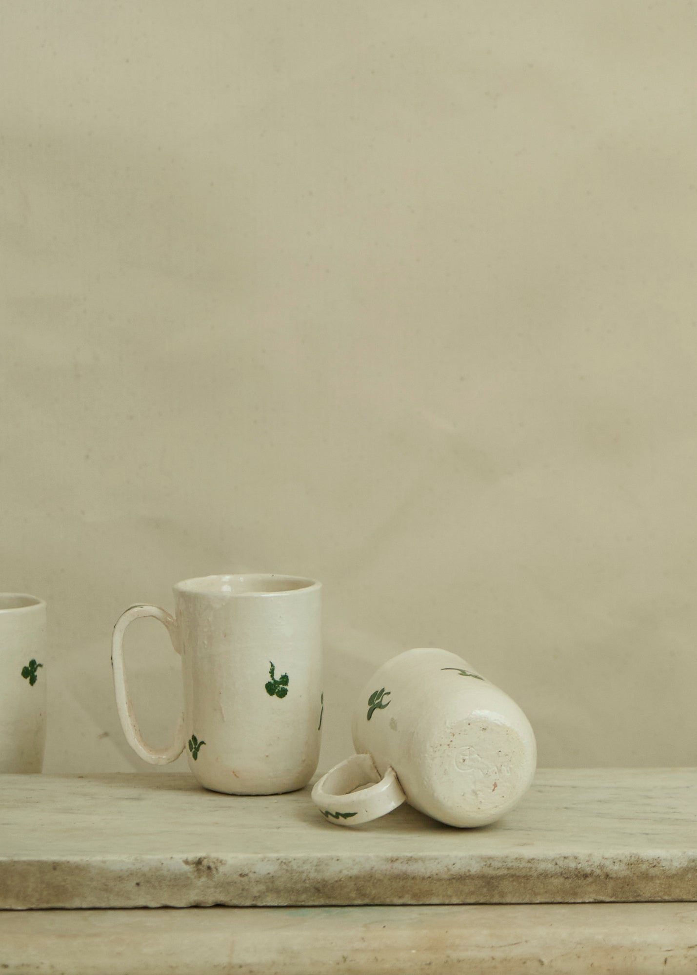 Vintage Studio Pottery Clover Mugs