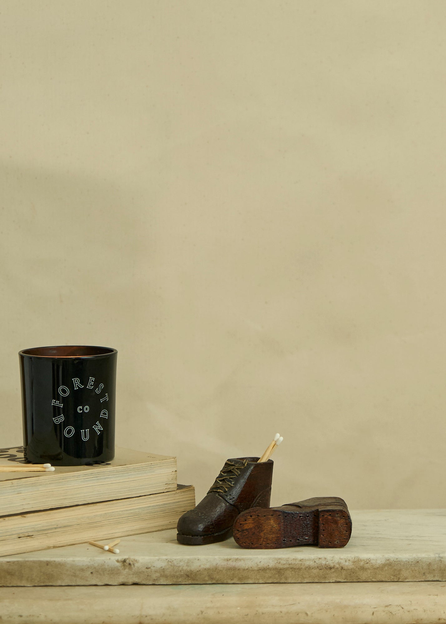 Antique Carved Wooden Pair of Shoes Match Safe