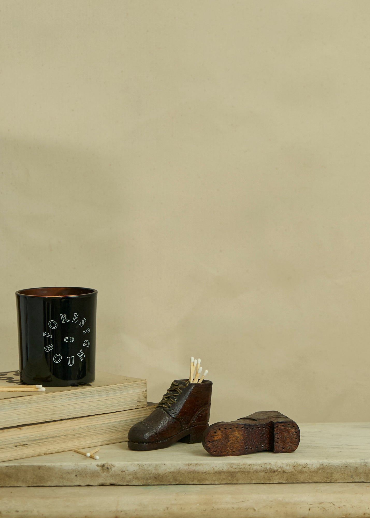 Antique Carved Wooden Pair of Shoes Match Safe