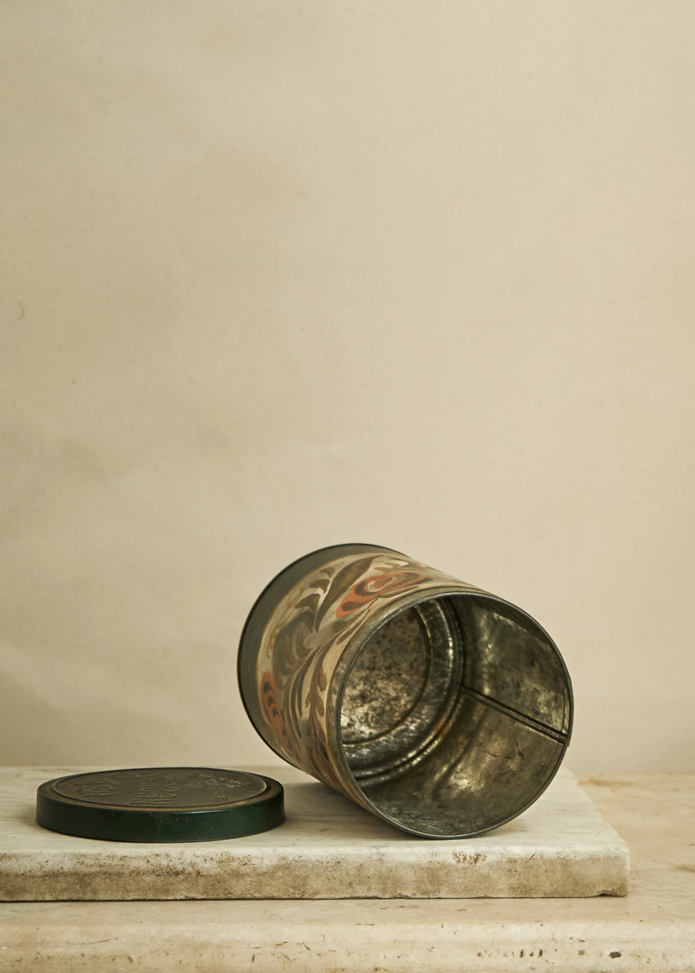 Antique Hand Painted Toleware Canister