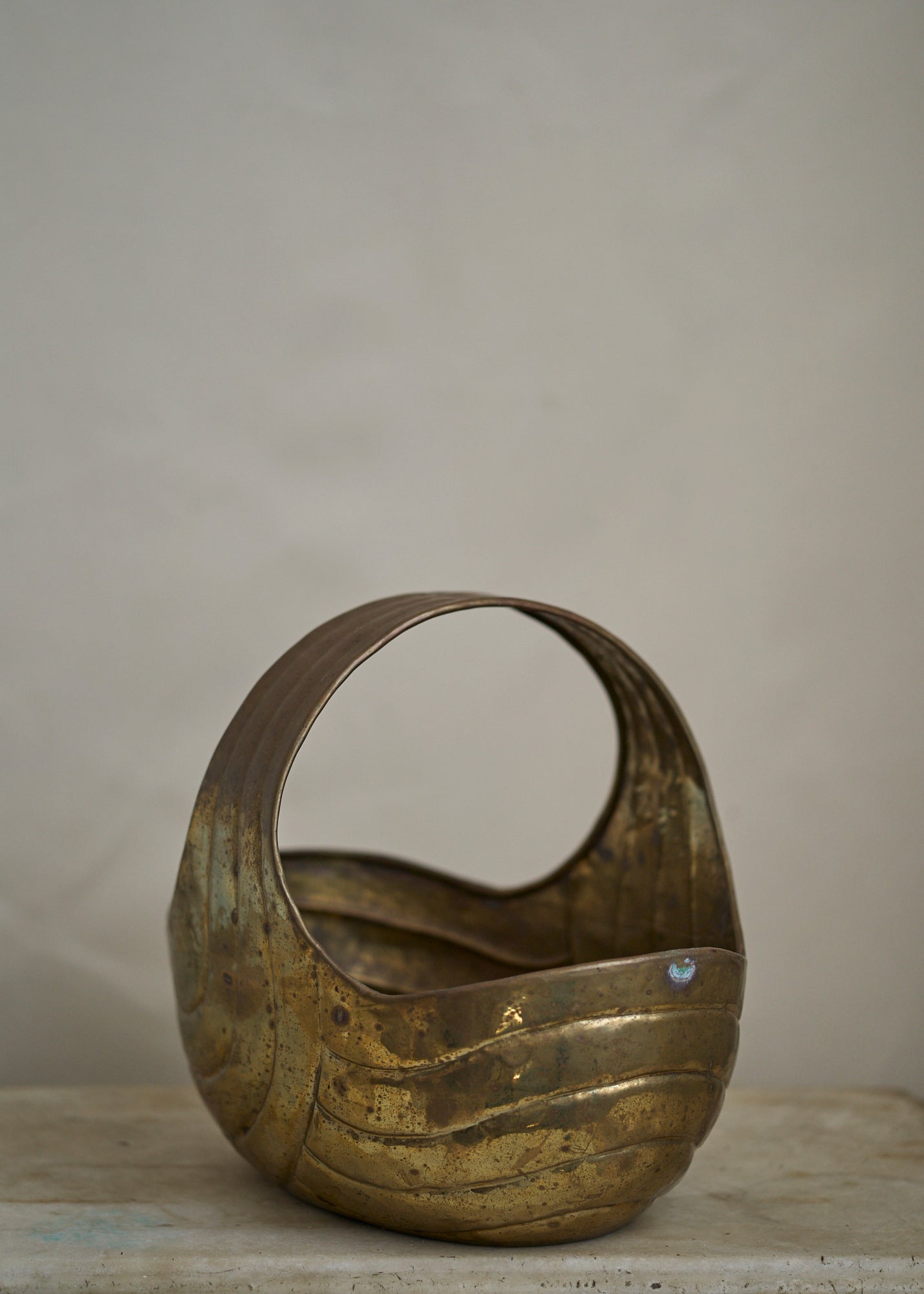 Antique Brass Handled Basket